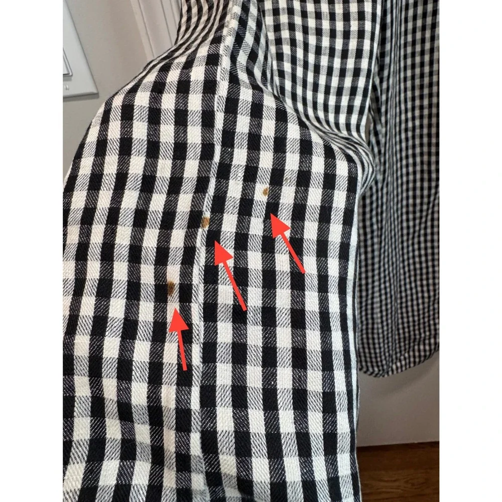 Reformation Black & White Gingham Linen Wide Leg High Rise Trousers Size 2